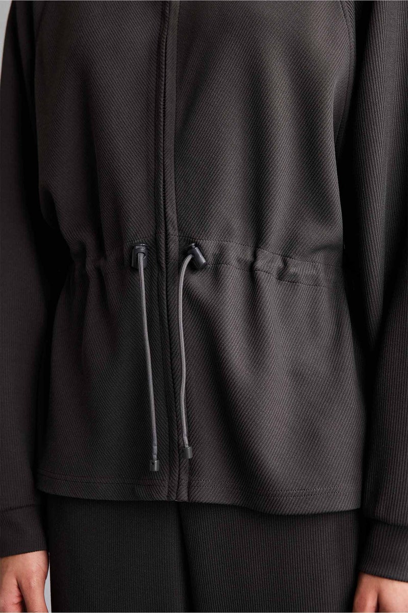 DeFacto Grey Woman Standard Fit Stand Collar Modal Zip-Up Sweatshirt Casual - Image 4